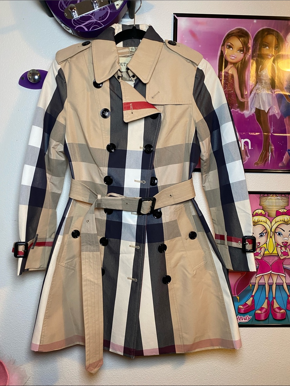 Budutarry Classic Plaid Print Tench Coat